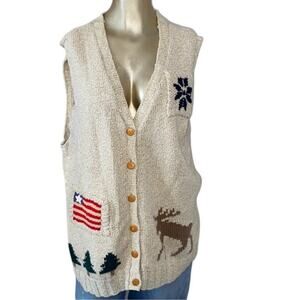 Marisa Christina Woman Size 1X Knitted By Hand Woven Sweater Cardigan Linen